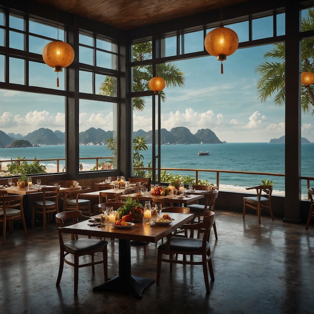 Dining in restaurant with Oceanfront Views