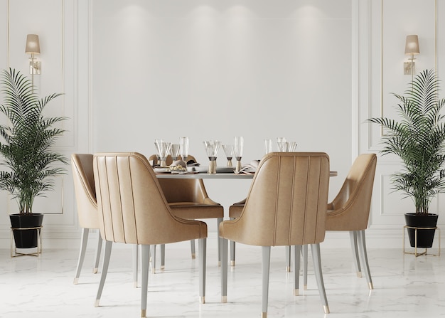 Dining room interior with table and chairs