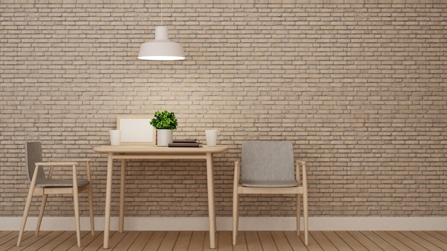 Dining room or restaurant on brick wall decoration