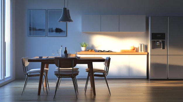 Dining room with kitchen