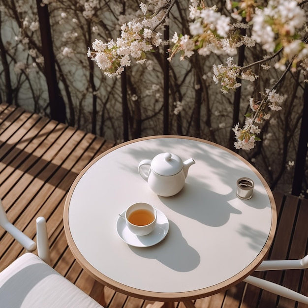 dining table in a lush garden