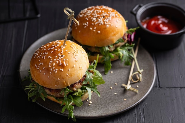 Dinner with homemade chicken burgers