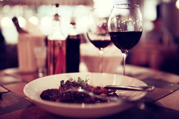 dinner with wine table decoration