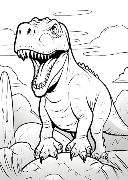 Dinosaur Coloring Page Dinosaur Line Art Coloring Page Dinosaur Outline Drawing For Coloring Page Animal Coloring Page Dinosaur Coloring Book AI Generative