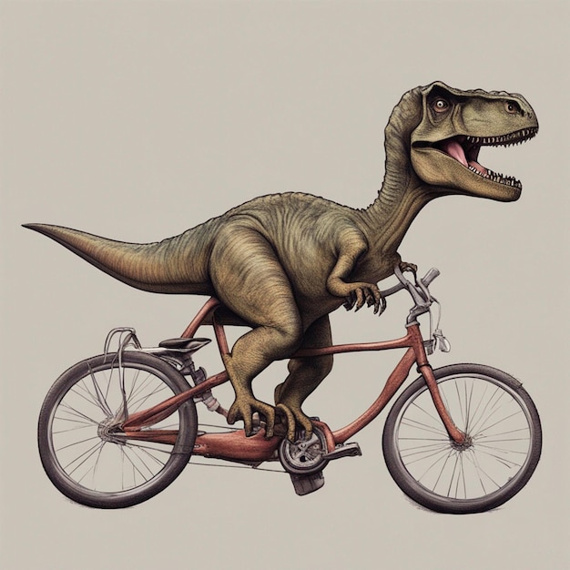 dinosaur on Cycle fantasy photo ai generated art