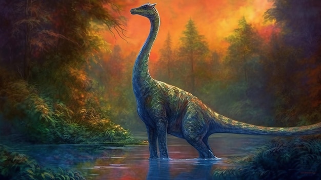 Dinosaur in the forest Digital painting