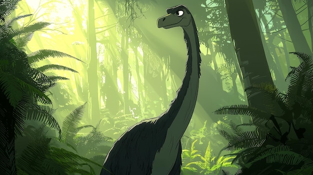 Dinosaur in a Lush Green Forest