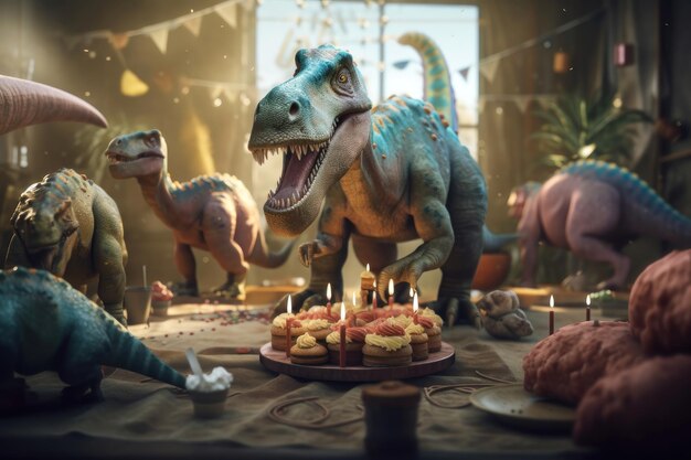 Dinosaur Party AI generated