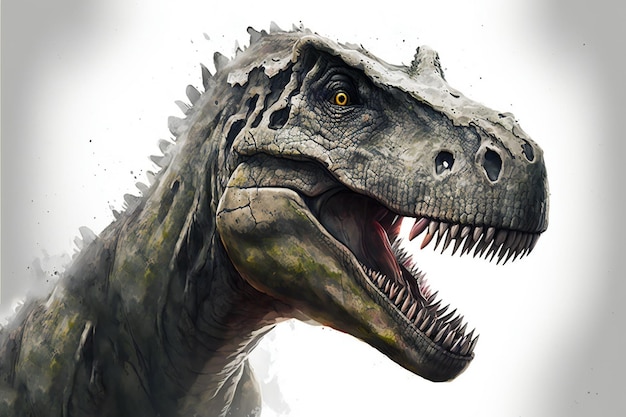 Dinosaur tyrannosaurus on white background creative digital illustration painting