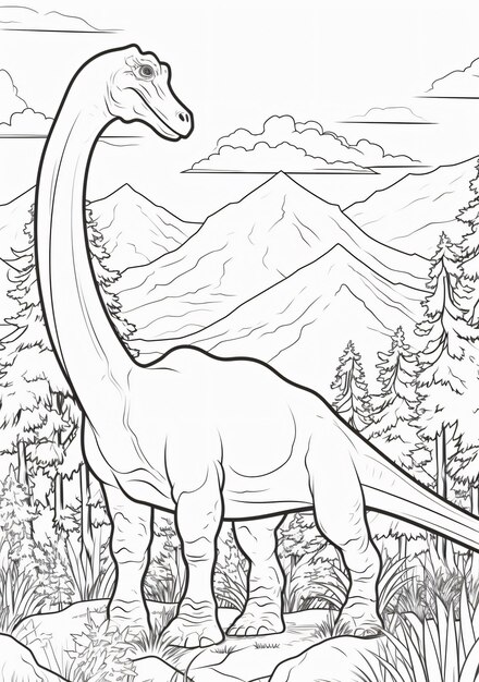 Photo a dinosaur with a mountain in the background