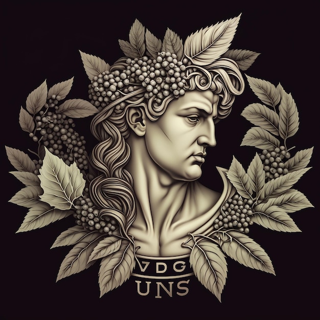 Dionysus wine tattoo illustration image Ai generated art