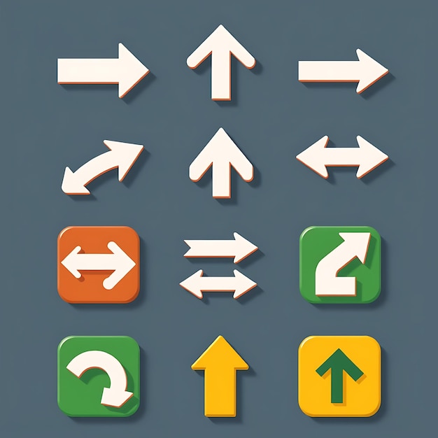 Directional arrow sign or icons set design