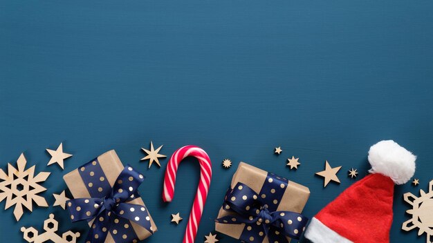 Directly above shot of christmas decorations on table