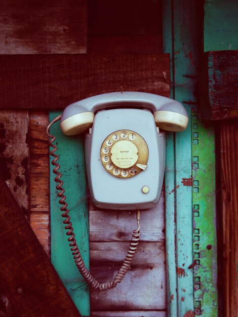 Photo directly above shot of telephone on table