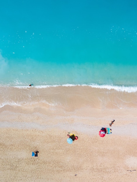 Directly above view of egremni beach at Lefkada island Greece