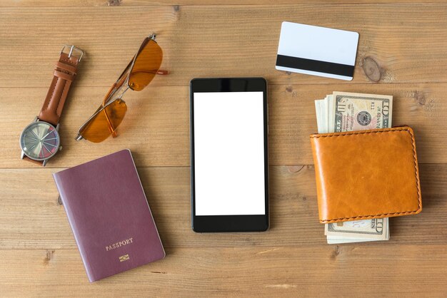 Photo directly above view of personal accessories on table