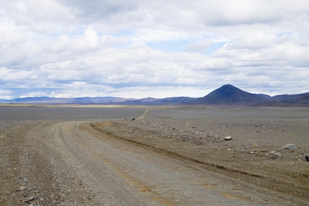 Dirt road along central highlands of Iceland