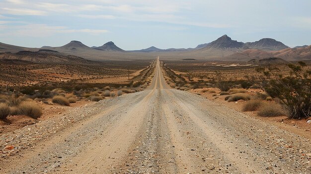 Photo a dirt road leads to a mountain range