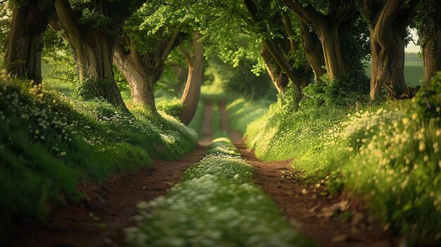 Photo a dirt road with a path that has a path leading to it