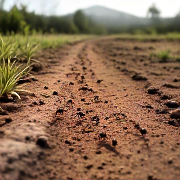 Photo a dirt road with a tire that has a few small holes in it