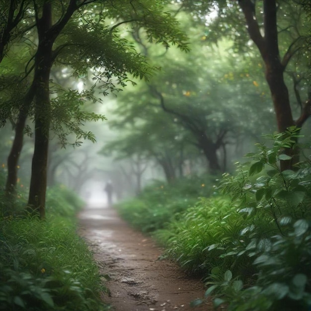 a dirt road with a tree on the left and a path leading to the right