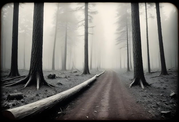 a dirt road with a tree in the middle of it