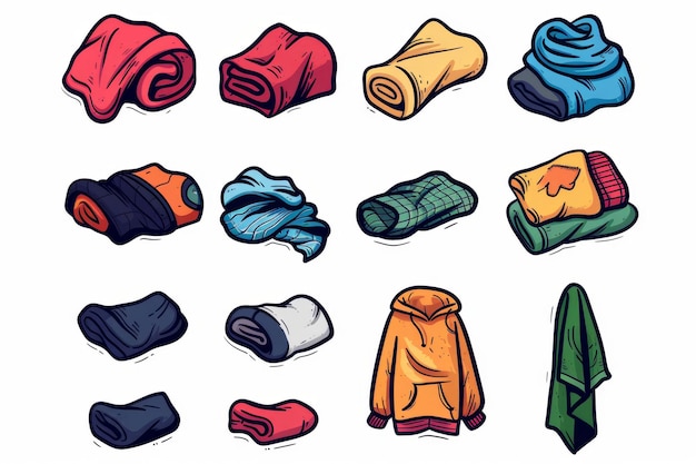 Dirty clothes pile flat icon Doodle laundry day pile minimal symbol Crumpled apparel garment heap