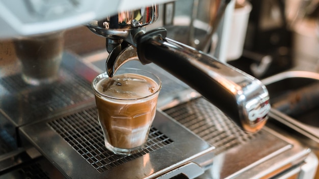 Dirty Coffee  A glass of espresso shot mixed with cold fresh milk