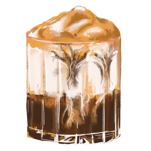 Dirty Coffee Water colour hand draw illustration Isolate on white background