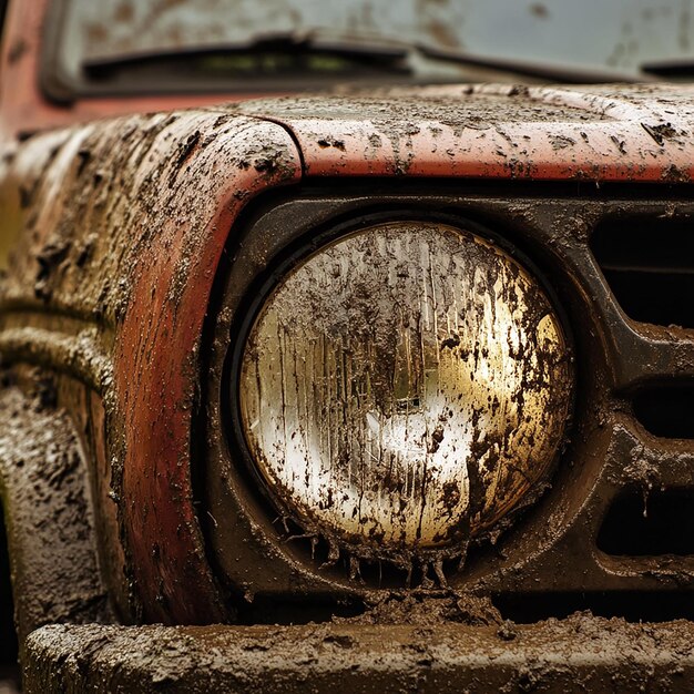 Photo a dirty old car with the word rust on the front