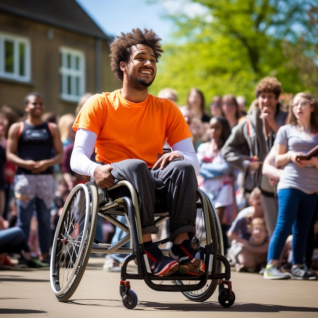 Disabled athlete cheered by crowd