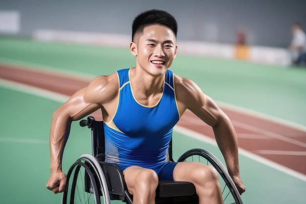 A disabled athlete expressing the joy of overcoming adversity