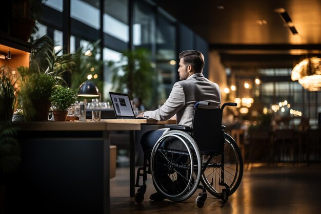 Disabled Businessman working in office