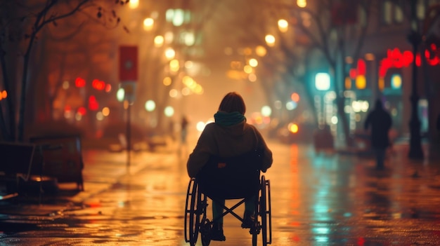 Disabled loneliness in the street Illustration generated by ai