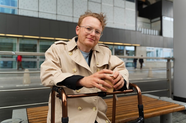 Disabled person travelling in the city