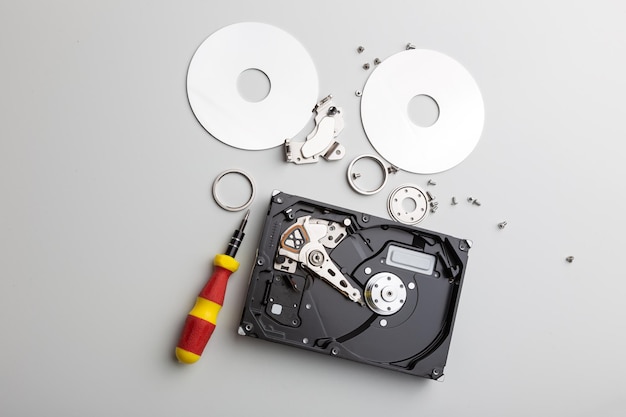 Disassembly process of an external hard drive in details