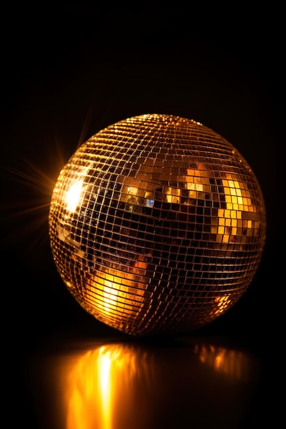 A disco ball on a black background