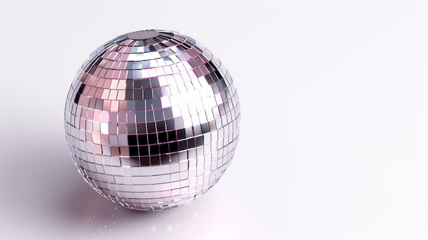 Disco ball with bright colorful mirrors on a white background vibrant reflections and dynamic