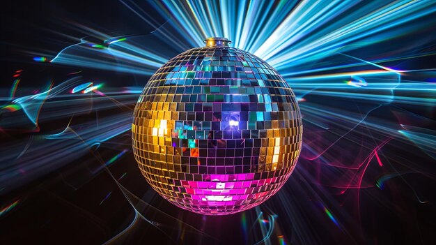 Disco Ball with Neon Lights