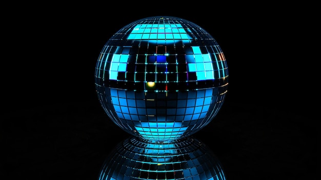 Photo a disco ball with a reflection of a building in the background