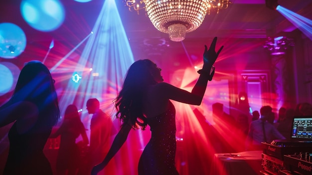 Disco dancers perform at a glamorous hotel event