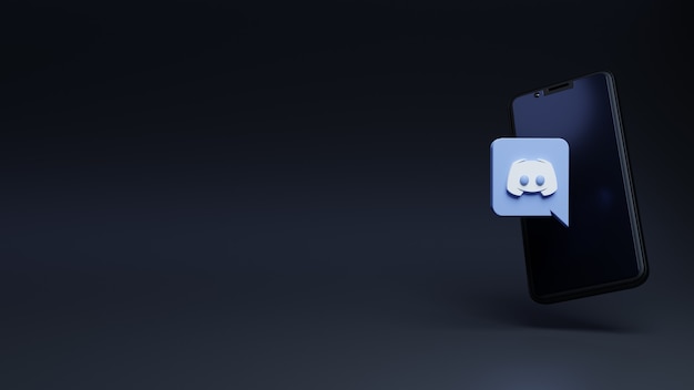 Discord Logo in modern for social media icon with the smartphone 3d rendering template