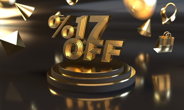 Discount Off Sale Banner with Gold Style