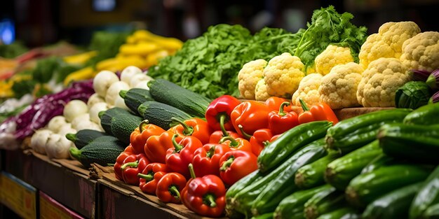 Discounted Fresh Vegetables in a Bustling Traditional Market A Vibrant Image Concept Market Scene Fresh Produce Discount Sale Traditional Setting Vibrant Colors