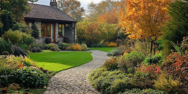 Photo discover a charming autumn garden retreat in the beautiful united kingdom this season