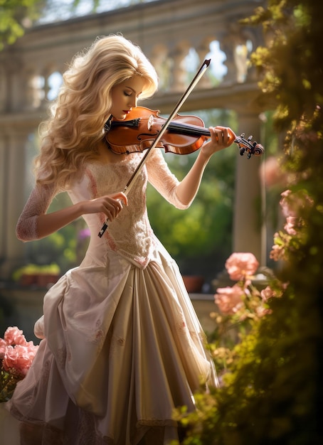 Discover the elegance of a female violinist where fashion meets the romantic strings of music A beautiful blend of style grace and musical mastery