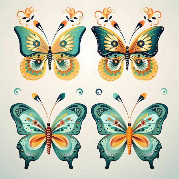 Discover FolkInspired Butterfly Illustrations in Vibrant Colors