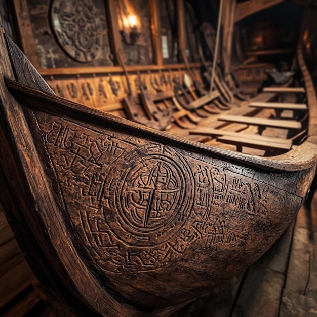 Discover a hidden compartment in a Viking longship containing ancient runes