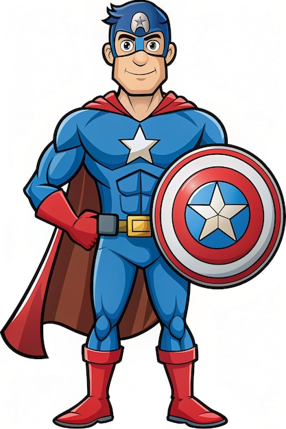 Photo discover our adorable cartoon vector icon of a superhero holding a shield