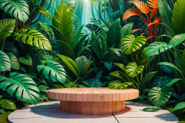 Discover the perfect synergy of nature and product presentation with our sustainable podium platform a testament to your commitment to eco friendly practices AI Generated